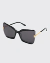 Tom Ford Oversized Butterfly-frame Sunglasses In Black/smoke