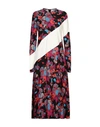 Givenchy Floral Asymmetric-striped Long-sleeve Midi Dress In Black