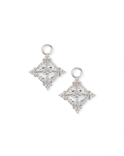 Jude Frances 18k White Gold Provence Cushion Topaz Earring Charms In White/gold