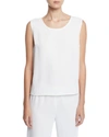 Caroline Rose Plus Size Crepe Suzette Longer Tank With Side Slits In Black