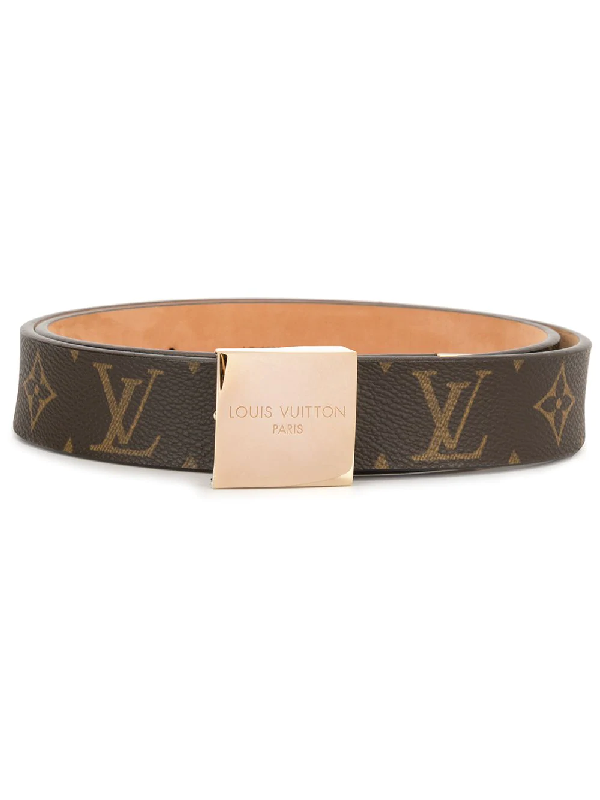 Pre-Owned Louis Vuitton Pre-owned Logo Print Belt In Brown | ModeSens