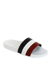 Moncler Logo Leather Slide Sandals In White