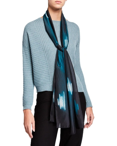 Eileen Fisher Shibori Dash Silk Scarf In Blue Spruce