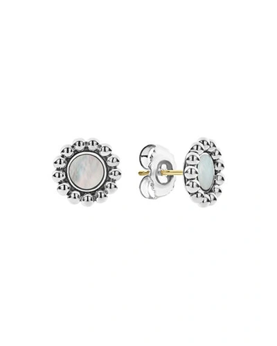 Lagos Sterling Silver Maya Mother-of-pearl Circle Earrings In White/silver