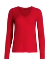 Atm Anthony Thomas Melillo Cashmere V-neck Sweater In Tango Red