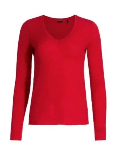 Atm Anthony Thomas Melillo Cashmere V-neck Sweater In Tango Red