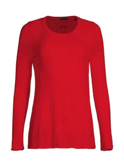 Atm Anthony Thomas Melillo Destroyed Wash Long-sleeve Slub Jersey Tee In Tango Red