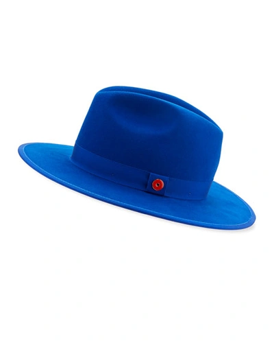 Keith And James Queen Red-brim Wool Fedora Hat In True Blue