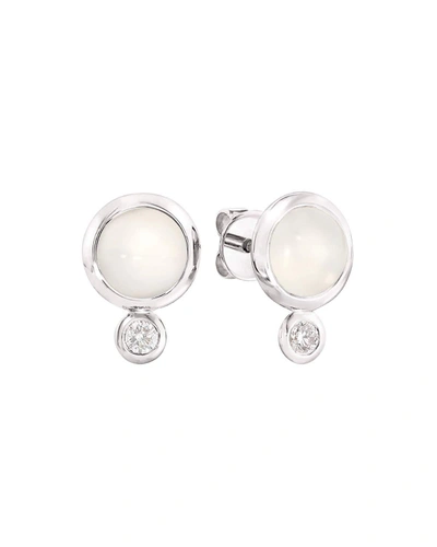 Tamara Comolli Bouton 18k White Gold Sand Moonstone/diamond Post Earrings