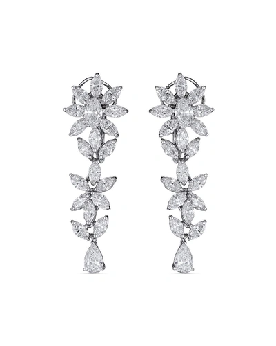 Zydo 18k White Gold Linear Diamond Flower Earrings, 9.46tcw