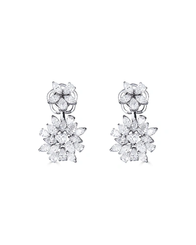 Zydo 18k White Gold Diamond Flower-drop Earrings