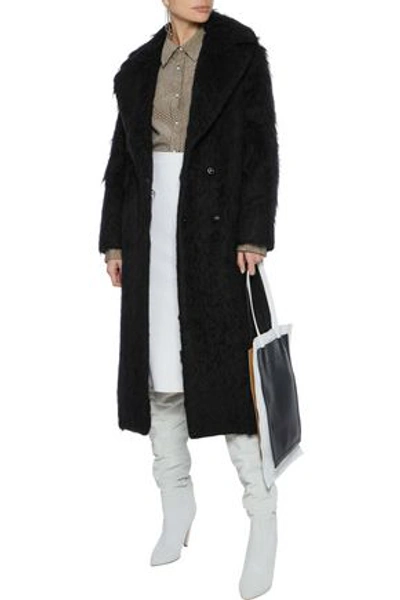 Ainea Brushed Wool-blend Coat In Black