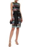 AINEA BELTED STRIPED SEQUINED WOVEN DRESS,3074457345620910630