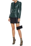 ALEXANDRE VAUTHIER ALEXANDRE VAUTHIER WOMAN DOUBLE-BREASTED TEXTURED-LEATHER BLAZER FOREST GREEN,3074457345621581347