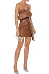 ALEXANDRE VAUTHIER STRAPLESS GATHERED LEATHER MINI DRESS,3074457345631533622