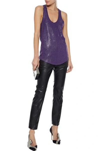 Alexandre Vauthier Crystal-embellished Stretch-cotton Jersey Tank In Purple