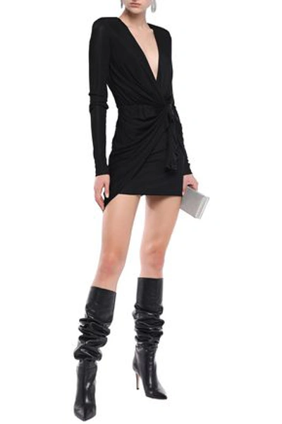 Alexandre Vauthier Twisted Draped Stretch-jersey Mini Dress In Black