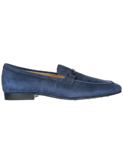 Tod's Men's Leather Loafers Moccasins  Double T In Blue