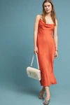 Anthropologie Elyse Bias Slip Midi Dress In Orange