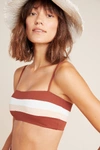 L*space L Space Rebel Stripe Bandeau Bikini Top In Beige