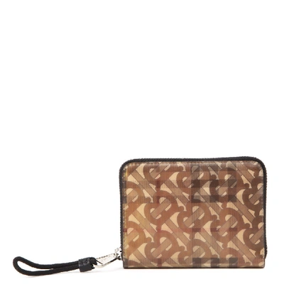 Burberry Tpu Wallet With Zip And 3d All Over Print In Neutrals