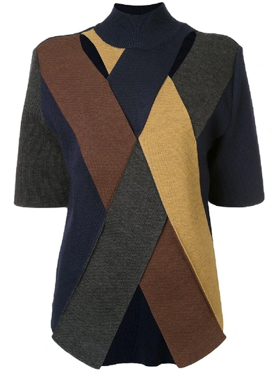 Akira Naka Paneled Colour Block Jumper In Multicolour