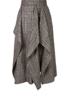 AKIRA NAKA CHECK PRINT DRAPED SKIRT