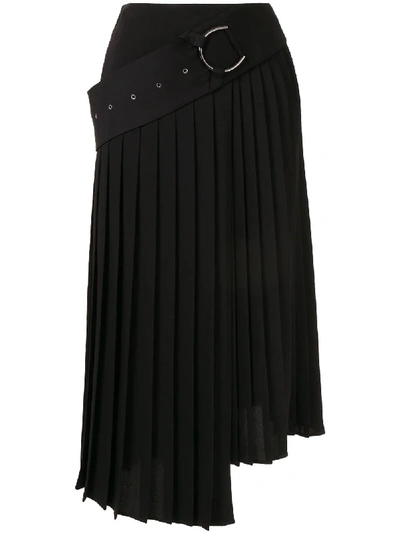 Akira Naka Asymmetric Pleated Skirt In Black