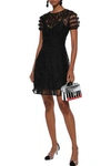 RED VALENTINO EMBROIDERED TULLE MINI DRESS,3074457345621293451