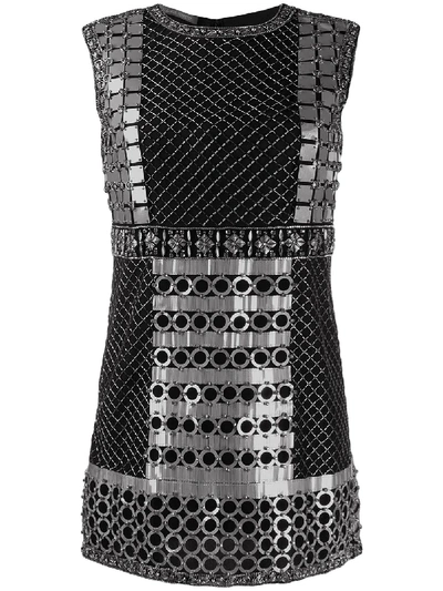 Alberta Ferretti Beaded Mini Dress In 黑色