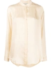 Forte Forte Band Collar Satin Blouse In Neutrals