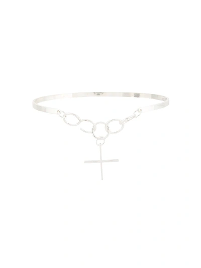 Annie Costello Brown Cross-charm Necklace In Silver