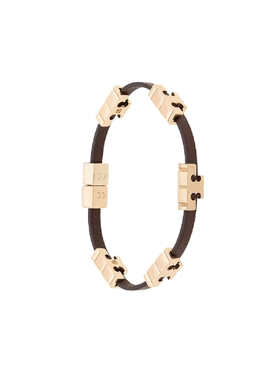 Tory Burch Serif-t Single Wrap Bracelet In 棕色