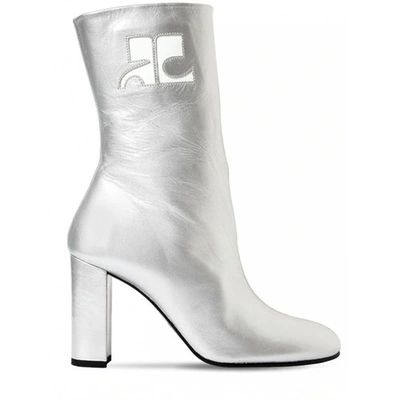 Pre-owned Courrèges Silver Leather Ankle Boots