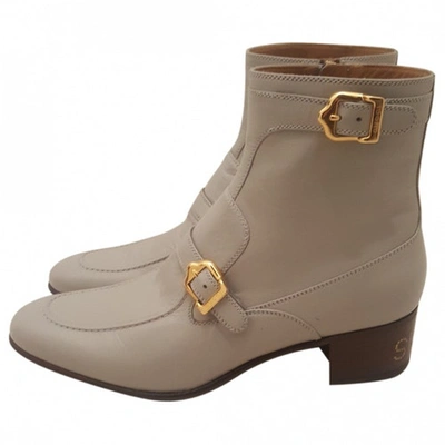 Gucci sucker ブーツ Pre-owned Gucci Sucker Grey Leather Boots | ModeSens