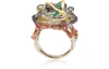 BERNARD DELETTREZ DESIGNER RINGS BIG FROGGY BRONZE RING W/ ENAMEL