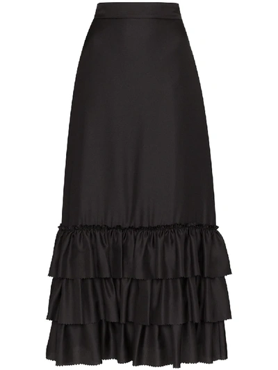 The Vampire's Wife The Trouble In Mind Silk Midi Skirt In Black