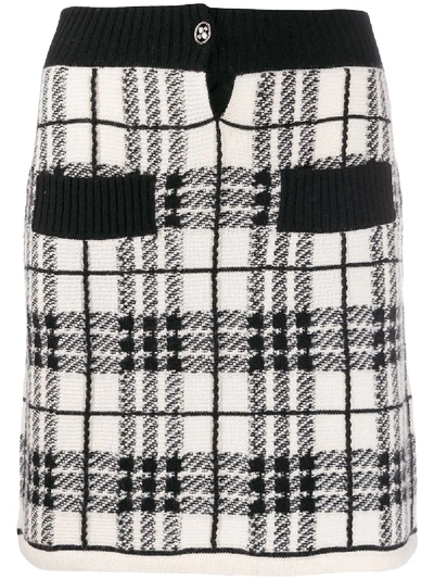Barrie Plaid Cashmere Skirt In White