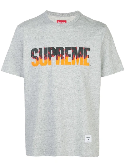Supreme Flame Short Sleeve T-shirt In Grey | ModeSens