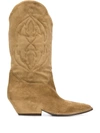Del Carlo Stitched-pattern Cowboy Boots In Brown