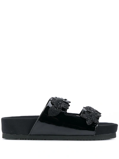 Suecomma Bonnie Crystal Flower Sandals In Schwarz