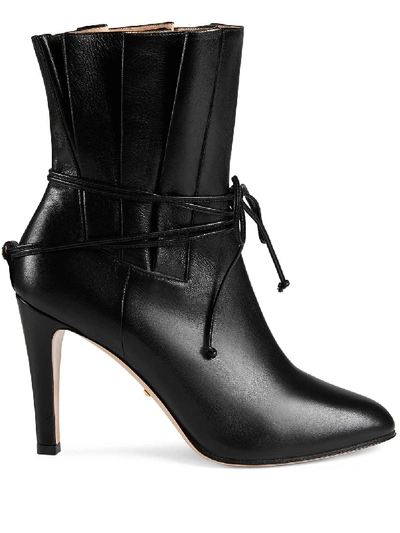 Gucci Indya Pleated Bow Tie Bootie In Black