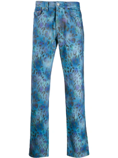 Napa By Martine Rose Mid-rise Leopard Print Jeans In Blue