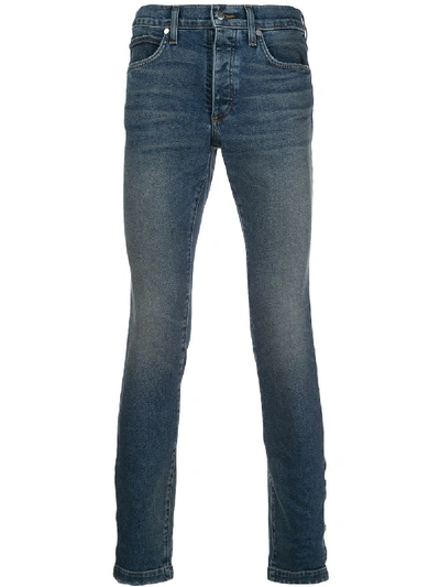 Rhude Stonewashed Skinny Jeans In Blue