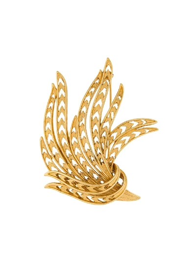 Pre-owned Monet 1980s Feathers Brooch In Gold