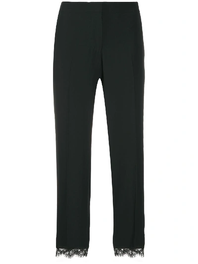 Alexander Mcqueen Lace-trimmed Tailored Trousers In Schwarz
