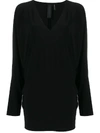 Norma Kamali V-neck Dolman-sleeve T-shirt In Black