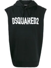 Dsquared2 Sleeveless Logo-print Hoodie In 黑色
