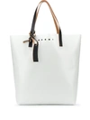Marni Two-tone Coated Shopping Bag In White/green