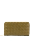 Bottega Veneta Intrecciato Weave Zip-around Wallet In Green